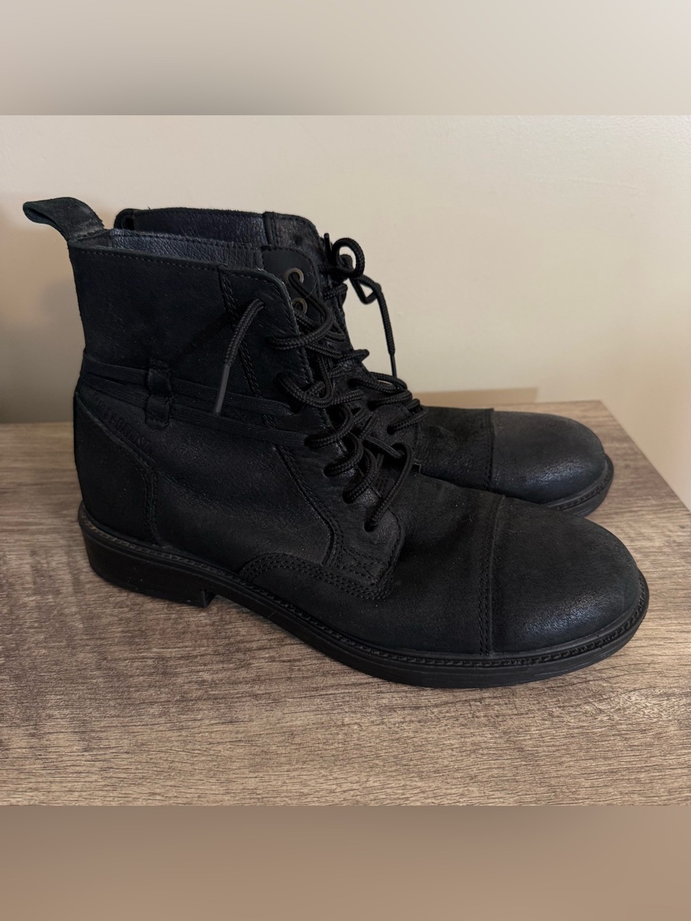 Harley Davidson Black Leather Motorcycle Moto Boots Men’s Size 8.5 Lace Up